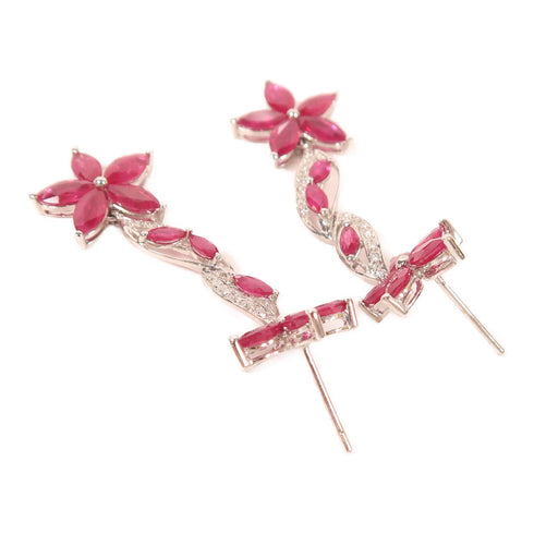 JEWELRY Ruby Diamond Earrings 18K White Gold v1