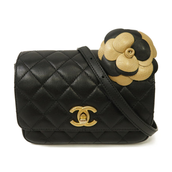 CHANEL Quilted CC GHW Waist Bag 91827 Calfskin Leather Black