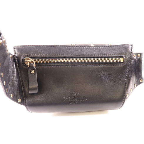 Valentino GHW Waist Bag Calfskin Leather Black v1