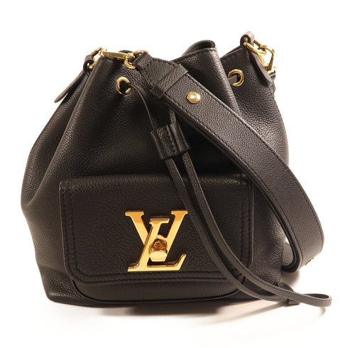 LOUIS VUITTON LV GHW Calfskin Leather Lockme Shoulder Bag M57688 Black