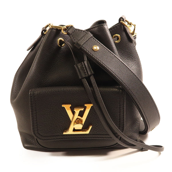LOUIS VUITTON LV GHW Calfskin Leather Lockme Shoulder Bag M57688 Black
