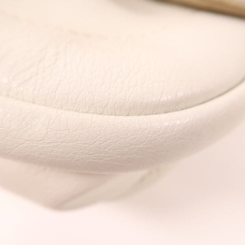 LONGCHAMP SHW Crossbody Shoulder Bag Lambskin Leather White