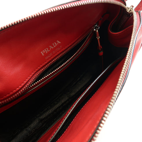 PRADA GHW Etiquette Bag Shoulder Bag Calfskin Leather 1BD123 Red