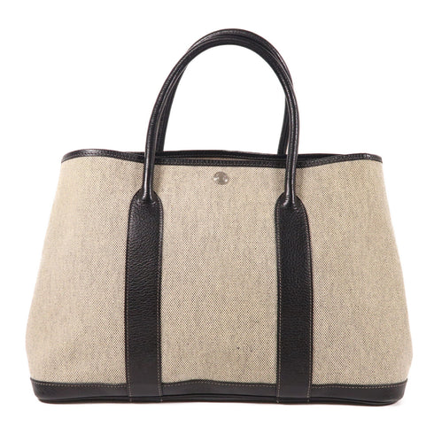 HERMES PHW Garden Party PM Hand Bag/Tote Bag Canvas Black