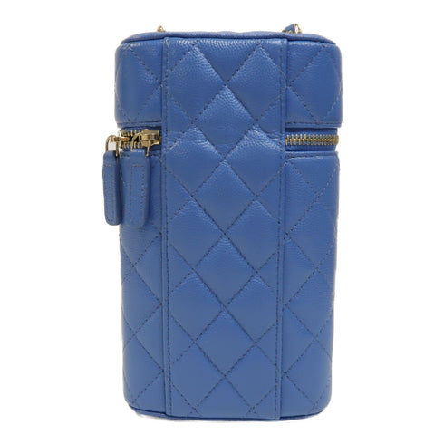 CHANEL Quilted CC GHW Classic Vanity Chain Shoulder Bag AP2084 Calfskin Blue