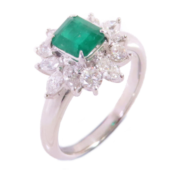 FINE JEWELRY 0.99ct Emerald 0.85ct Diamond Ring US#6.75 PT900 Platinum
