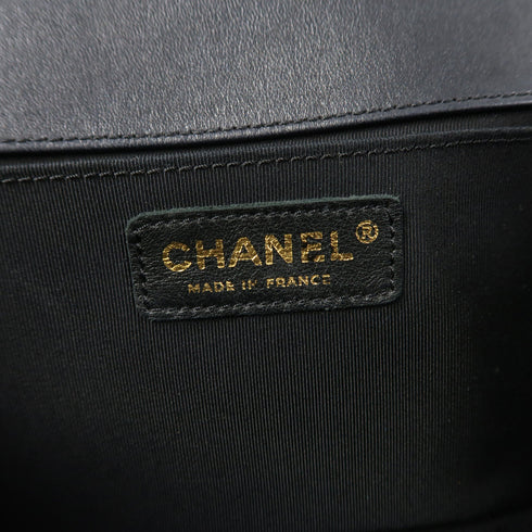 CHANEL Quilted CC GHW Boy 25 Chain Shoulder Bag Calfskin Leather Black v1