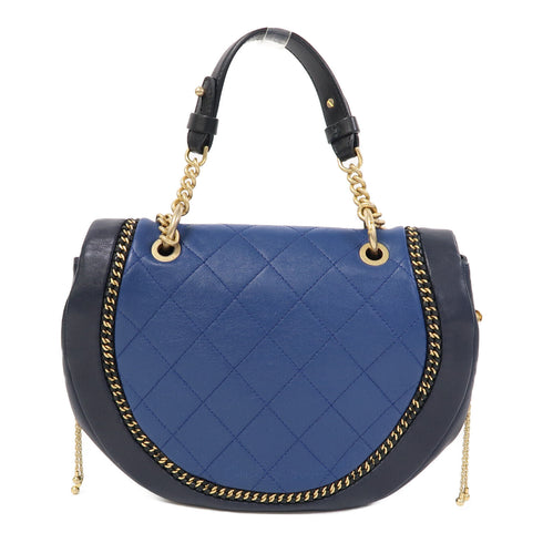 CHANEL CC GHW 2 Way Shoulder Bag Calfskin Leather Blue