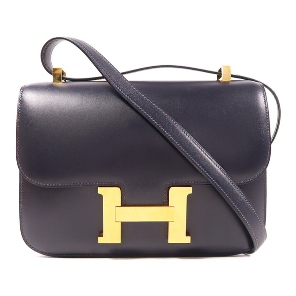 HERMES GHW Constance 24 Shoulder Bag Epsom Leather 2Z Bleu Nuit/Navy