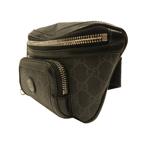 GUCCI GG SHW GG Retro Waist Bag 682933 Calfskin Leather/Coated Canvas Black