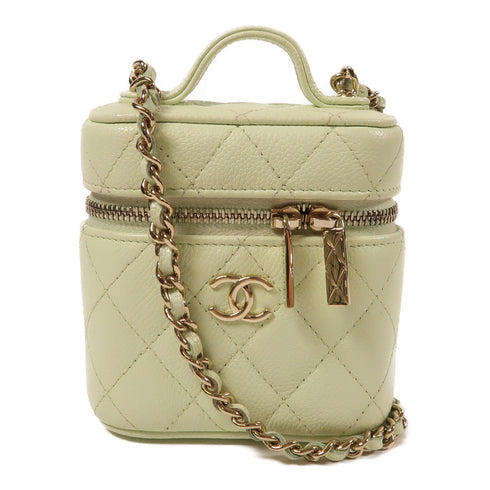 CHANEL CC GHW Chain Shoulder Bag Calfskin Leather Light Green