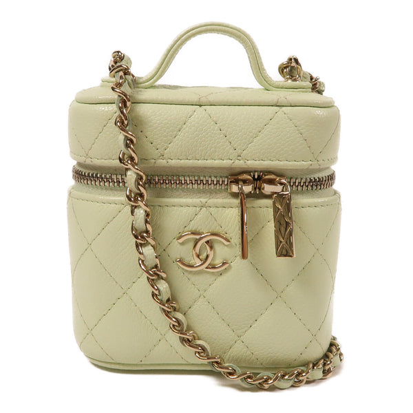 CHANEL CC GHW Chain Shoulder Bag Calfskin Leather Light Green