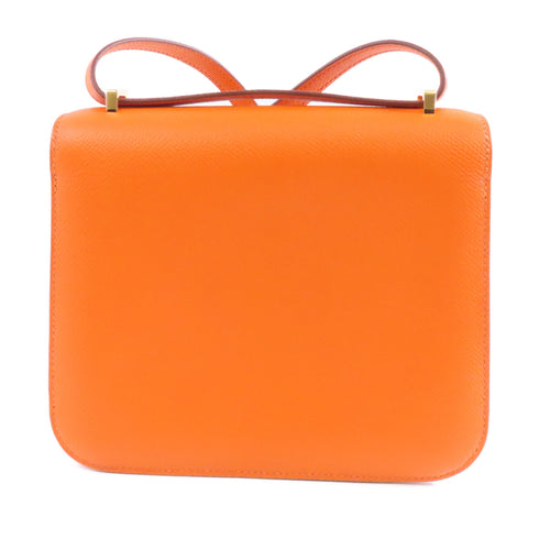 HERMES GHW Constance Mini Shoulder Bag Veau Epsom Leather Orange
