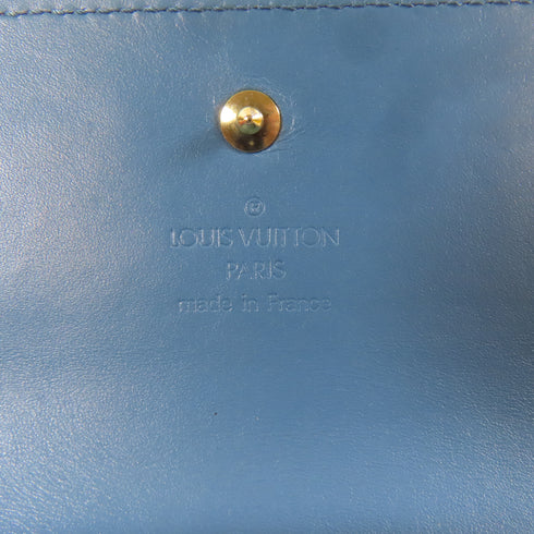 LOUIS VUITTON LV GHW Long Trifold Wallet M91837 Leather Blue