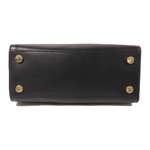 Michael Kors GHW 2 Way Shoulder Bag Calfskin Leather Black