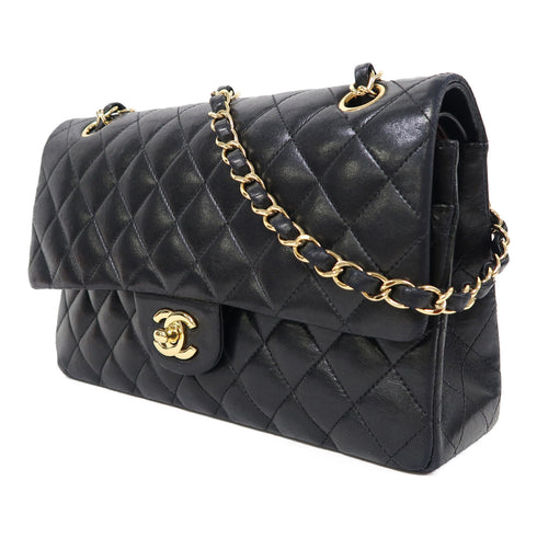 CHANEL Quilted CC GHW Classic Chain Shoulder Bag A01112 Lambskin Leather Black