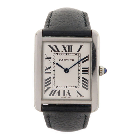 CARTIER Tank Solo Quartz Watch WSTA0028 Stainless Steel White