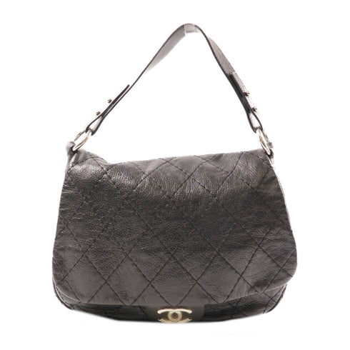 CHANEL CC SHW Shoulder Bag Calfskin Leather Black v2