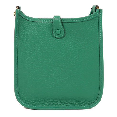 HERMES GHW Evelyne TPM Shoulder Bag Clemence Leather Vert Vertigo