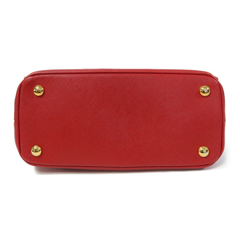 PRADA GHW Galleria Saffiano Bag 2 Way Shoulder Bag Calfskin Leather Red