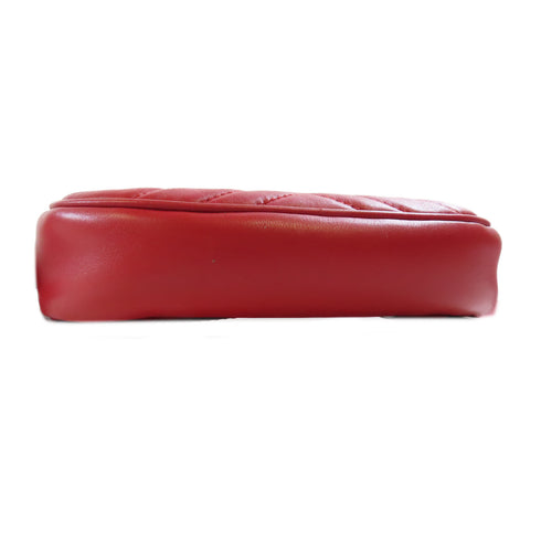 GUCCI GG GHW Waist Pouch 476434 Calfskin Leather Red