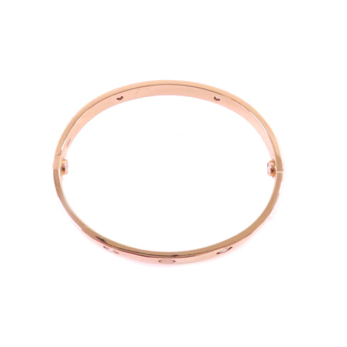 CARTIER 4 Diamond Love Bracelet Bangle Cartier#17 18K Rose Gold B6070017