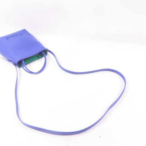 Chloe 2 Way Shoulder Crossbody Handbag Calfskin Leather Blue