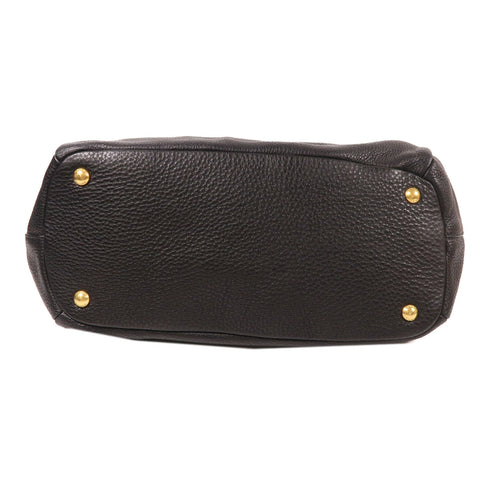 PRADA GHW Shoulder Bag Calfskin Leather Black