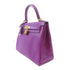 HERMES GHW Kelly 25 2 Way Shoulder Bag Handbag Veau Swift Anemone Purple