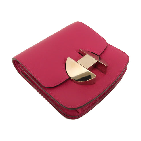 HERMES PHW Wallet 2002 Evercolor Leather Purple