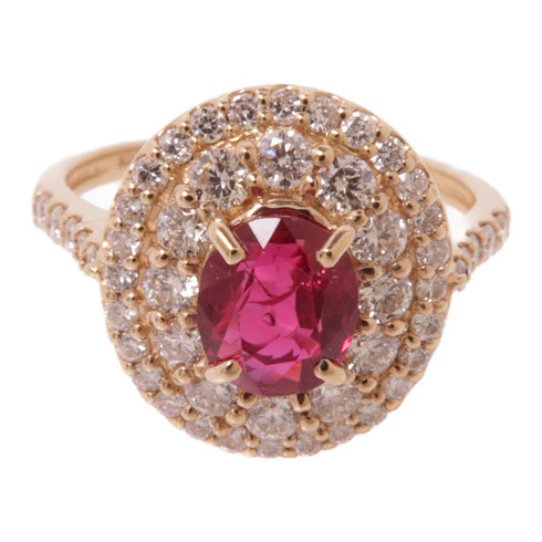 JEWELRY Ruby Diamond Ring 18K Rose Gold US#6.25