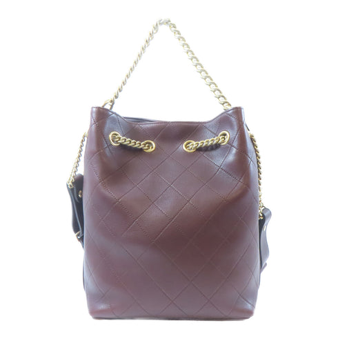 CHANEL Quilted CC GHW Bucket Totebag 2 Way Bag Calfskin Leather Brown