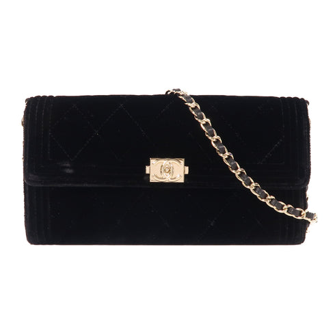 CHANEL CC GHW Chain Shoulder Bag Velvet Black