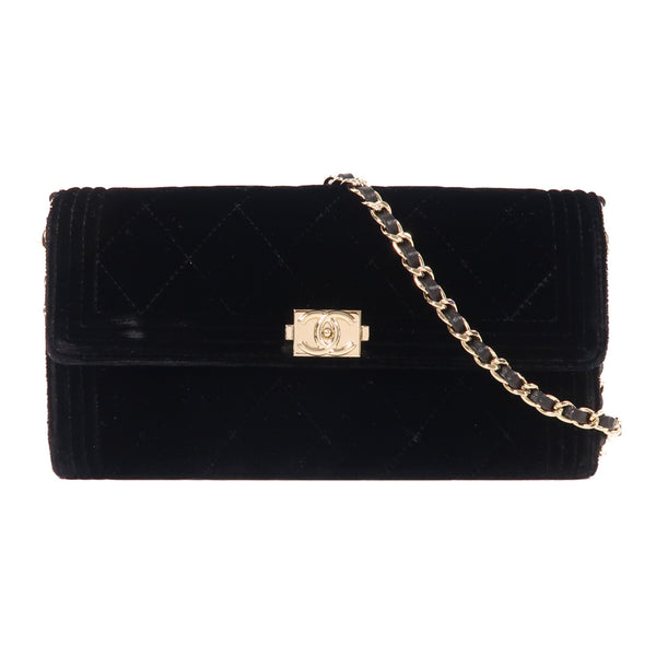 CHANEL CC GHW Chain Shoulder Bag Velvet Black