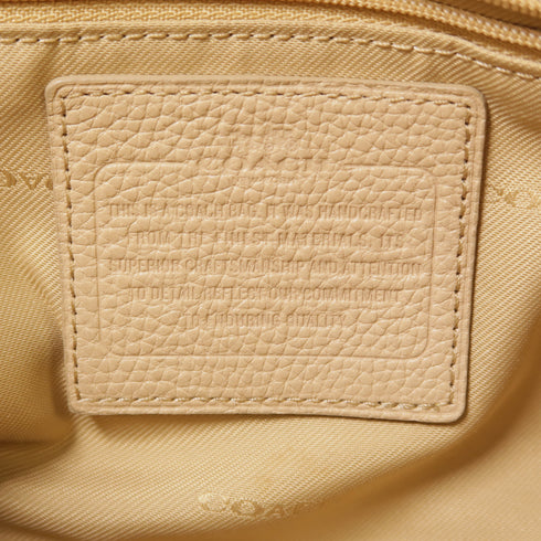 COACH GHW Shoulder Bag Calfskin Leather Beige