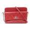 CHANEL Quilted CC SHW Chain Shoulder Bag Lambskin Leather Red v1