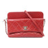 CHANEL Quilted CC SHW Chain Shoulder Bag Lambskin Leather Red v1