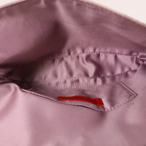 Valentino GHW Chain Shoulder Bag Embossed Calfskin Leather Light Purple