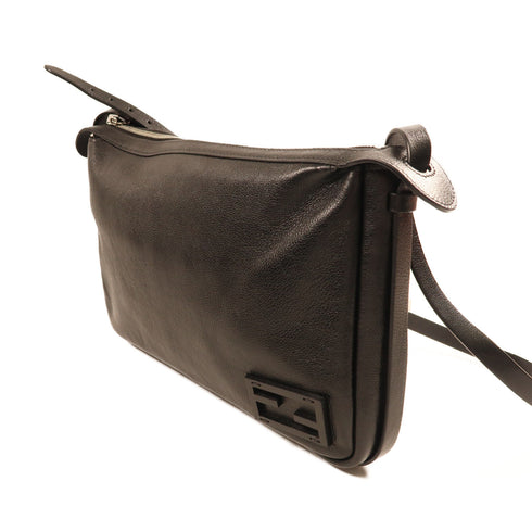 FENDI SHW Shoulder Bag Calfskin Leather Black