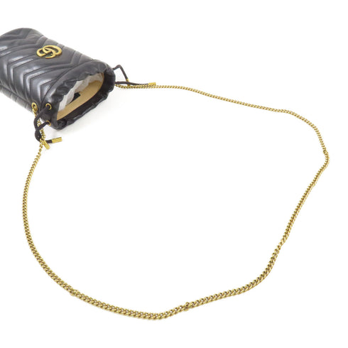 GUCCI GG Marmont Shoulder Bag Calfskin Leather Black 575163