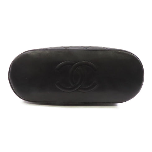 CHANEL Quilted CC GHW Shoulder Bag Lambskin Leather Black