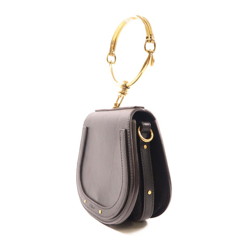 Chloe GHW Nile Bag 2 Way Shoulder Bag Calfskin Leather Black