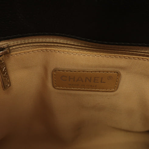 CHANEL CC SHW Shoulder Tote Bag Calfskin Leather Black