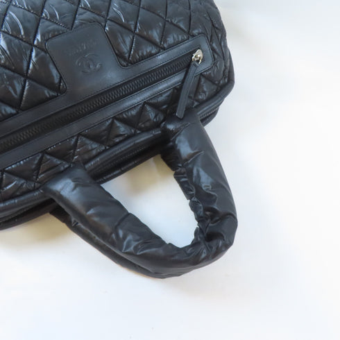 CHANEL Quilted CC SHW Coco Cocoon Shoulder Tote Bag Handbag Nylon Black