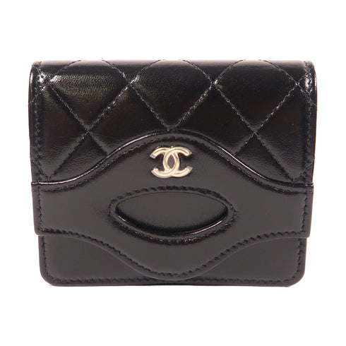 CHANEL CC SHW 31 Wallet Calfskin Leather Black