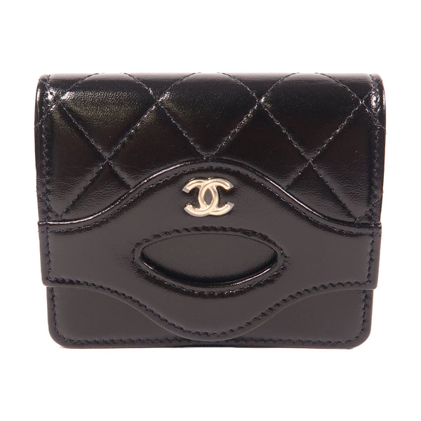 CHANEL CC SHW 31 Wallet Calfskin Leather Black