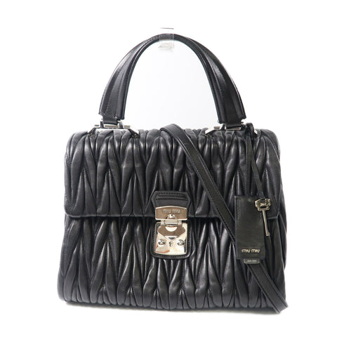 MIU MIU SHW 2 Way Bag Calfskin Leather Black