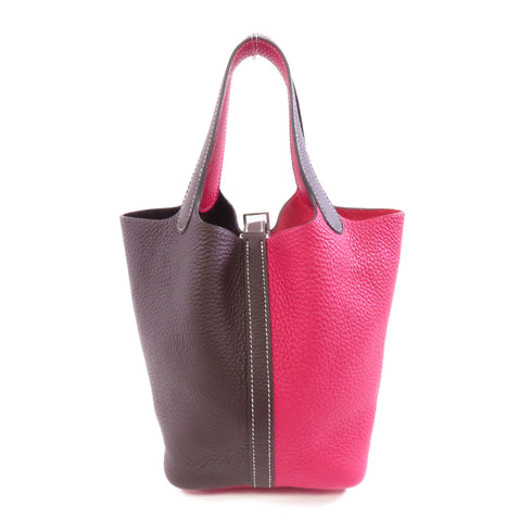 HERMES PHW Picotin PM Handbag Taurillon Clemence Rouge Sellier Franboise