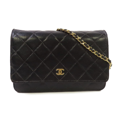CHANEL Quilted GHW CC WOC Wallet On Chain Shoulder Bag Caviar Leather AP0250