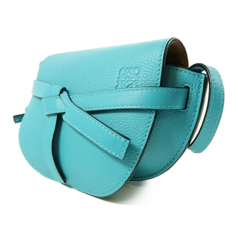 LOEWE GHW Mini Gate Shoulder Bag 27192 Calfskin Leather Green